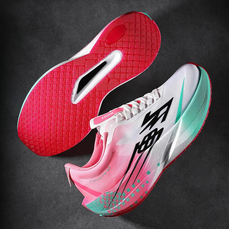 Men's Carbon Plate Running Shoes, Women's Ultra Light, Breathable, Anti Slip, Wear-Resistant Marathon Chunta Sports Shoes