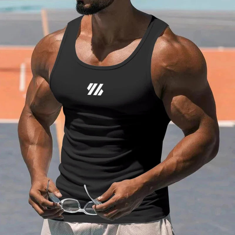 Running Vest Men's Summer Gym Clothing Sports Leisure Milk Silk Tight Sleeveless Shirt Elastic Breathable Slim Fitness Tank Tops