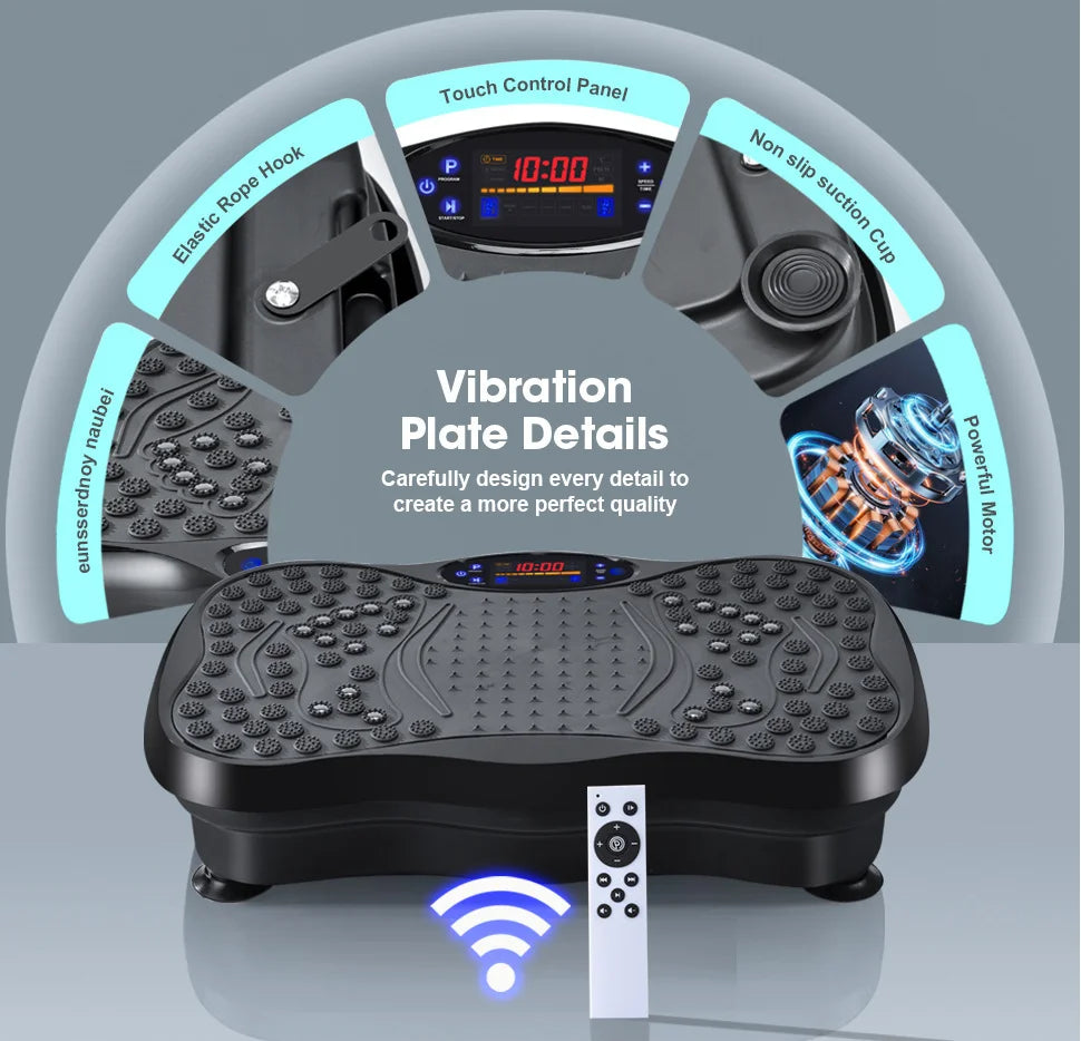 Vibration Plate Exercise Machine Full Body Workout Vibration Platform with Loop Band Lymphatic Drainage Machine for Body Shaping