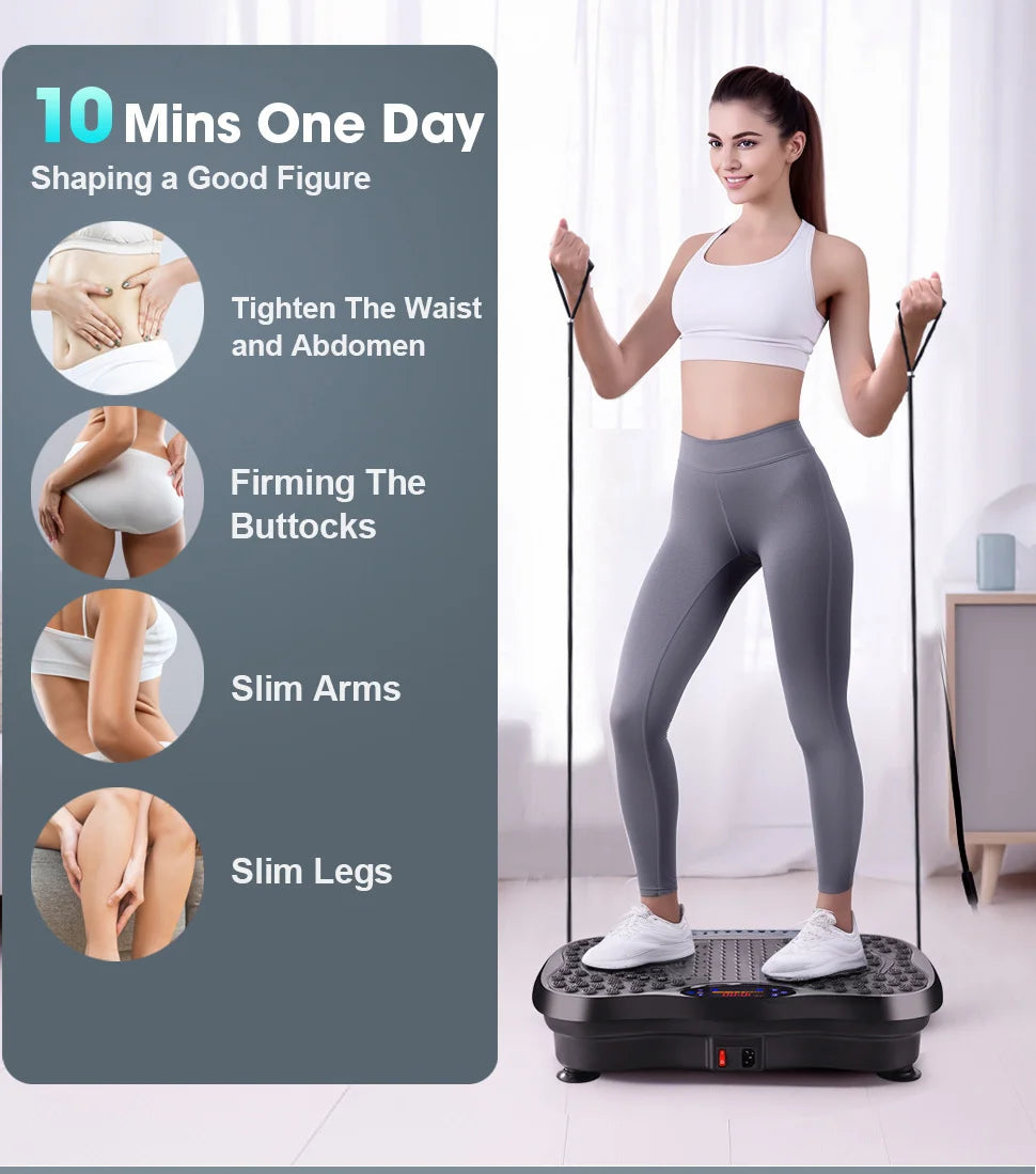 Vibration Plate Exercise Machine Full Body Workout Vibration Platform with Loop Band Lymphatic Drainage Machine for Body Shaping