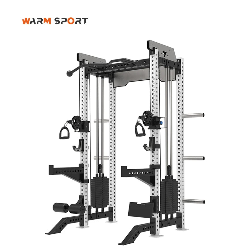 Home Gym Smith Machine With Weight Stacks 6-in-1 Power Rack, Crossover, Pull-Up & Dip Station, Full Body Strength Training
