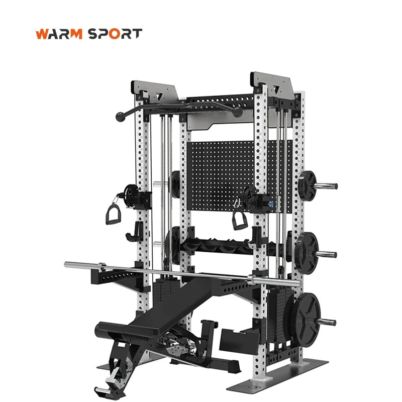 Home Gym Smith Machine With Weight Stacks 6-in-1 Power Rack, Crossover, Pull-Up & Dip Station, Full Body Strength Training