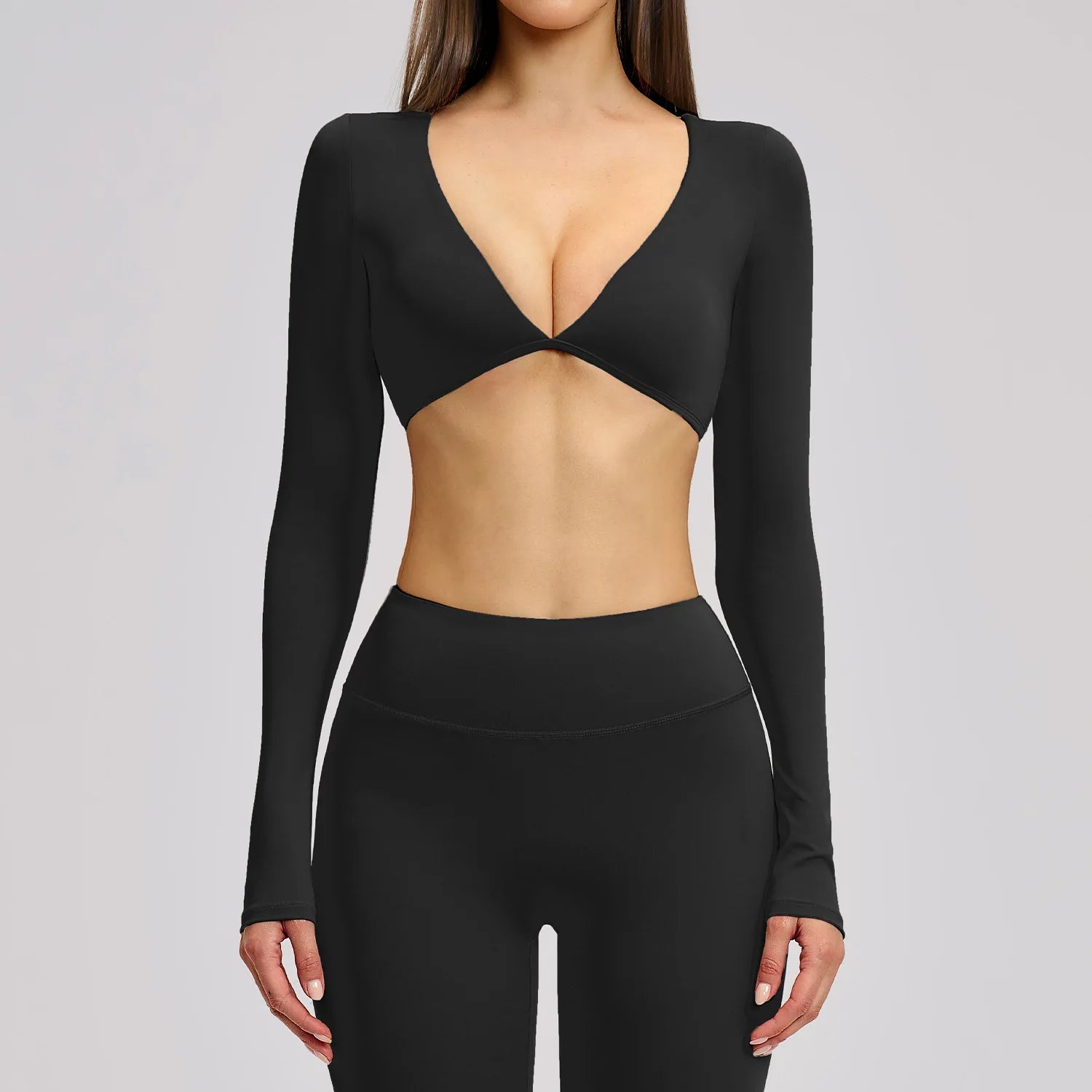 Sports Yoga Long Sleeve V T-shirt Sportswear Woman Gym Women's Female Clothing Slim Fit Sportswear Workout Clothes Fitness Wear