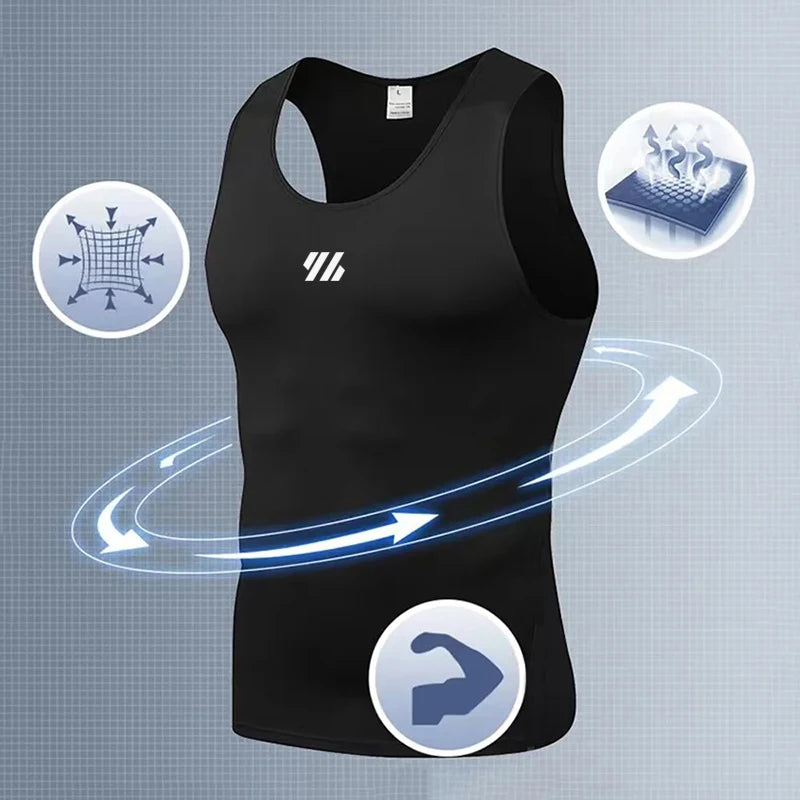 Running Vest Men's Summer Gym Clothing Sports Leisure Milk Silk Tight Sleeveless Shirt Elastic Breathable Slim Fitness Tank Tops