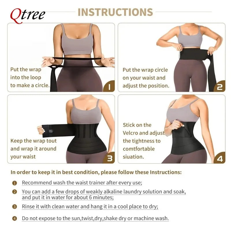 Qtree 3M-6M Waist Trainer Body Shaper Sweat Slimming Belt Shapewear Women Wrapssports And Fitness Abdominal Tightening Strap