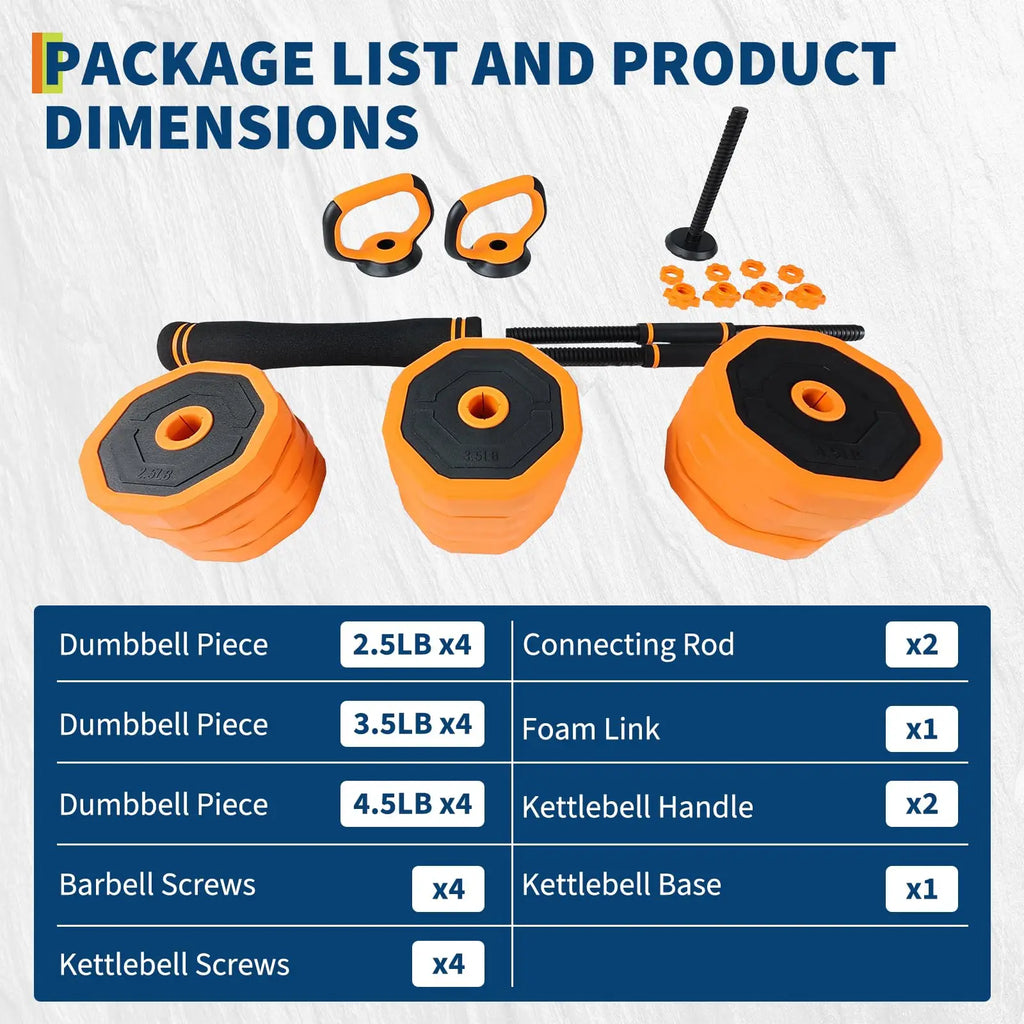 Adjustable Dumbbells, 44lbs Free Weight Set with Connector,4 In1 Dumbbells Set Used As Barbell,Kettlebells,Push Up Stand for Home Gym