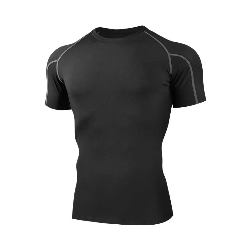 2025 Compressed T-shirt Men's sportswear Running T-shirt Elastic Quick-drying Exercise T-shirt for men exercising in the gym