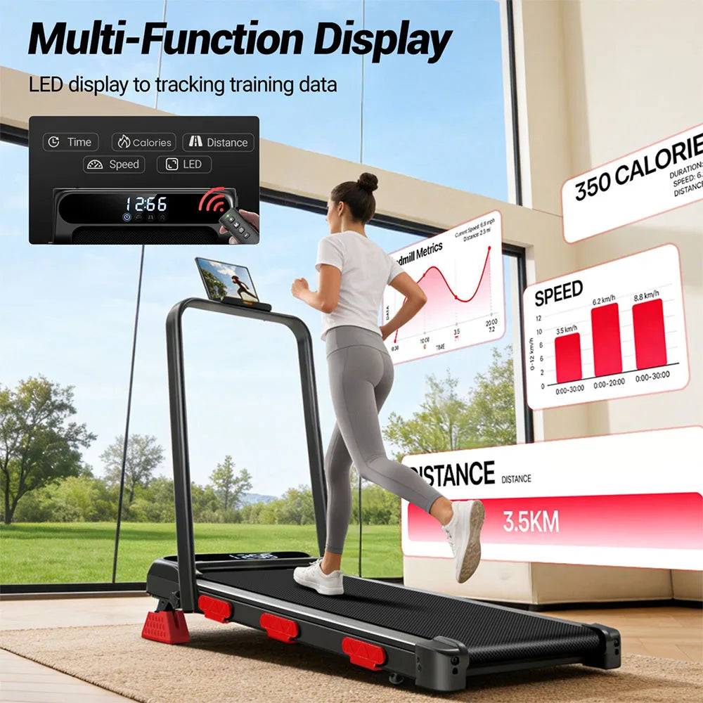 EviTrend Z1F 3-in-1 Foldable Treadmill with 16% Incline, 3 Manual Incline Levels, 2.5HP Quiet Brushless Motor, 10km/h Max Speed, 136kg Capacity, 39cm Wide Running Belt, 6 Shock Absorbers, LED Display, for Home & Office, Local