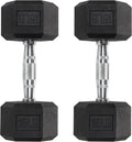 Home Gym Training Gear - Heavy Duty PVC Coated Hex Dumbbells in Chrome, 3 Lb to 50Lb Options, Sold in Pairs