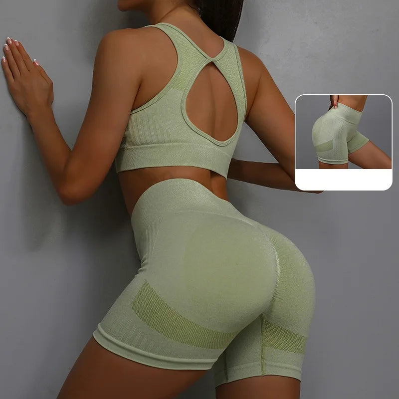 2Pcs Yoga Suit Yoga Sports Underwear Women's Fitness Suit Vest Running Sports Yoga Shorts Set Yoga Set  Workout Set