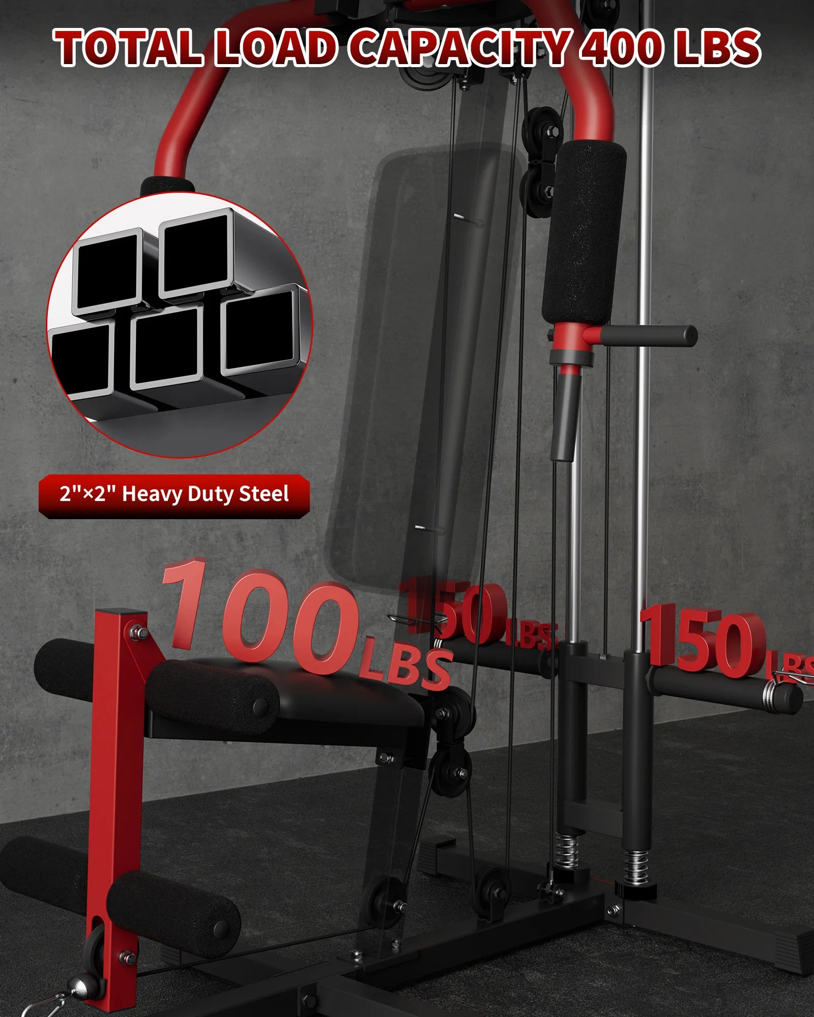 5-In-1 Multifunctional Home Gym Equipment: Full Body Workout Machine with Lat Pulldown, Chest Press, Leg Extension & Seated Row