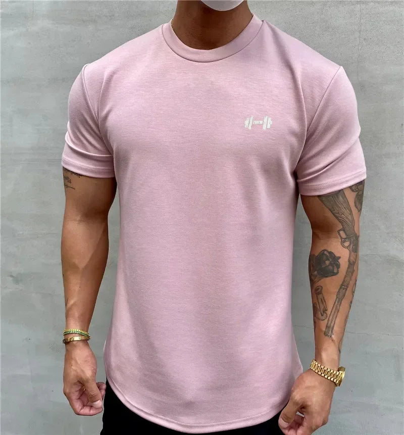 NEW Summer Gym T shirt Men Slim Fit sports Fitness tops Cotton short sleeve Training Tees fashion Casual t shirt men Clothing