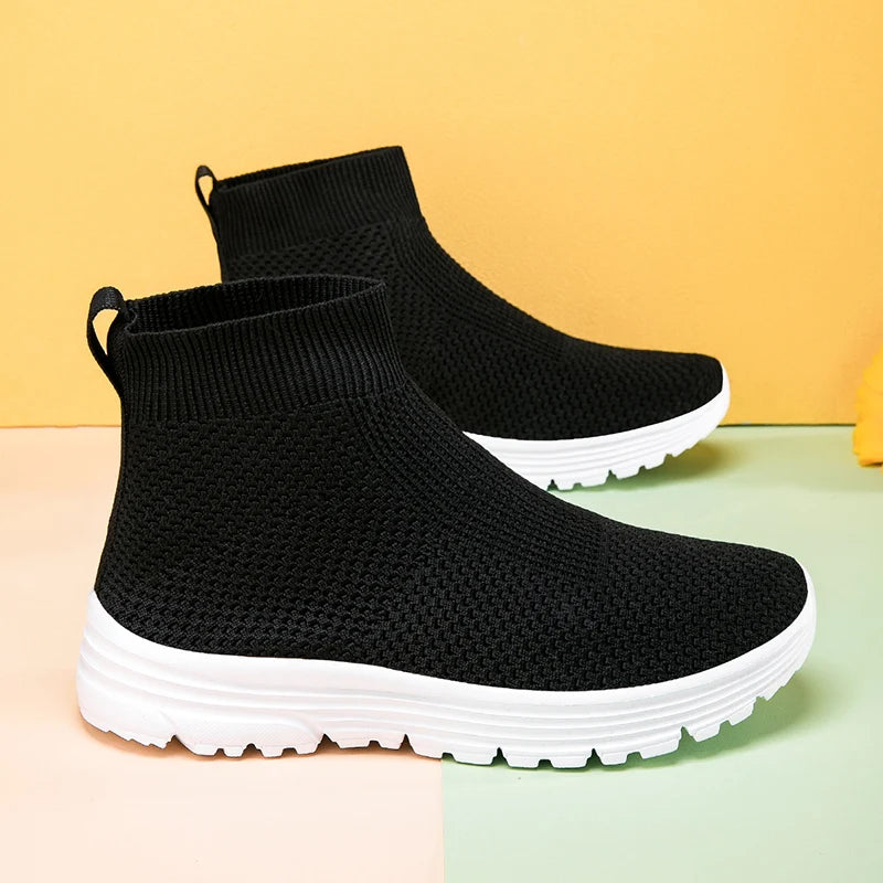 Couple Running Shoes for Men Women Black Mesh  Casual Sneakers Lightweight High-top Breathable Comfortable Gym Jogging Shoes Man