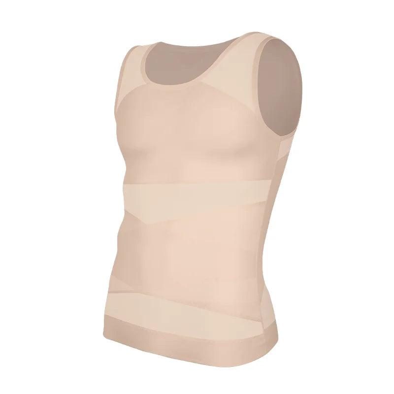 Men's Shapewear Tank Top Gynomastica Sleeveless Vest Cross Mesh Suit 3XL Compression Shirt for Men Slimming Undershirt Tummy Control Body Shaper Breathable Waist Trainer Underwear Soft Back Support Fitness