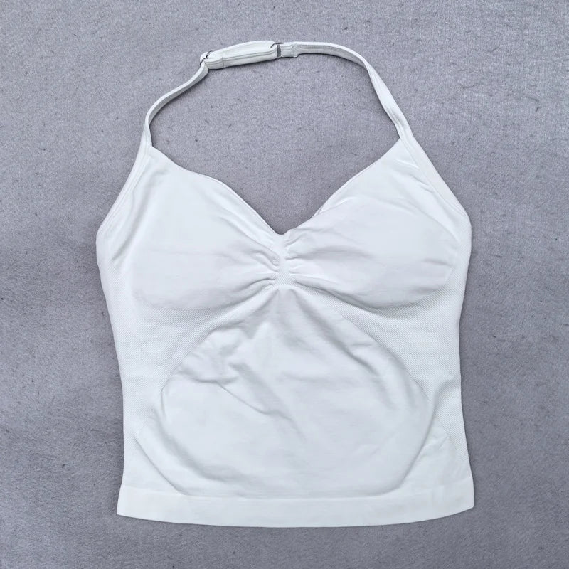 Seamless Yoga Set Women 2Pcs Padded Halter Tank Top Scrunch Butt Lifting Gym Leggings Set Woman Sportswear Workout Clothes