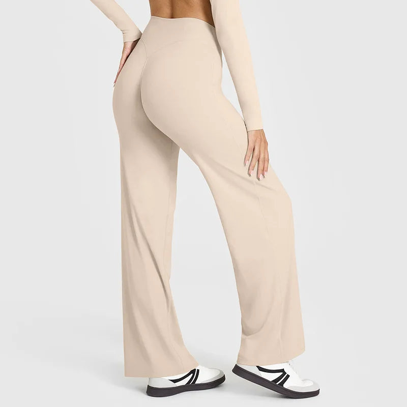 NCLAGEN Sport Trousers SoftMotion Straight-Leg Pants Women's High Waist Yoga Bottoms GYM Naked Feel Pilates Running