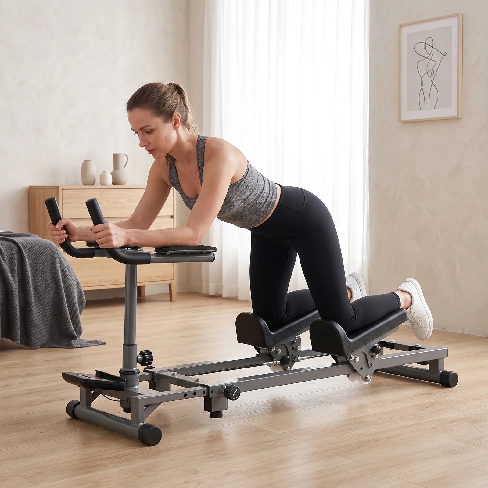 Primal Crawl & Spine Twist and Stretch Trainer – Full Body Low-Impact Cardio Machine with Adjustable Hand Grips, Knee Support & Steel Frame, Home Gym Equipment