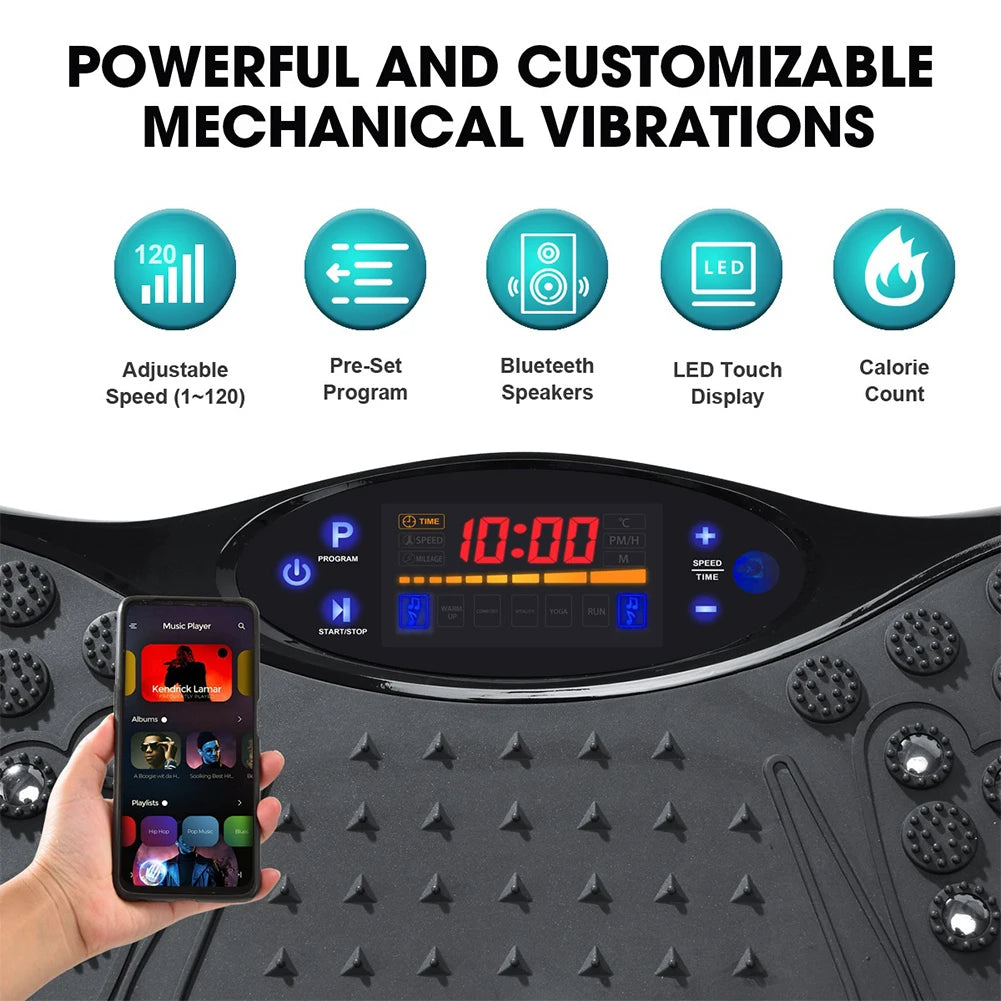 Vibration Plate Exercise Machine Bluetooth-Compatible Rhythm Machine Adjustable Speed Full Body Shaker Home Training Equipment