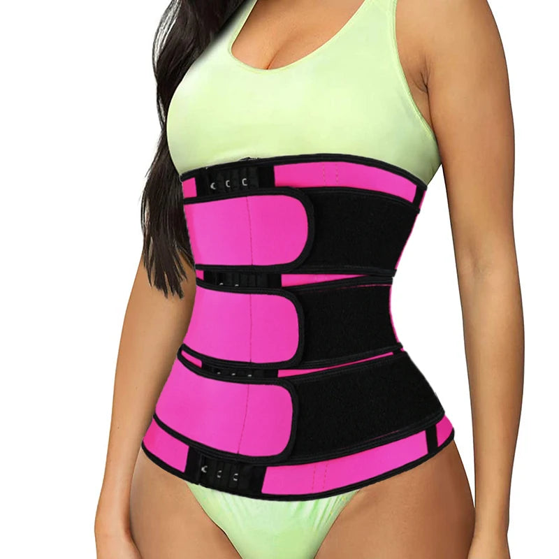 Women Waist Trimmer Triple Belts Waist Trainer Shapewear Tummy Control Slimming Fat Burning Body Shaper Compression Sheath Belts