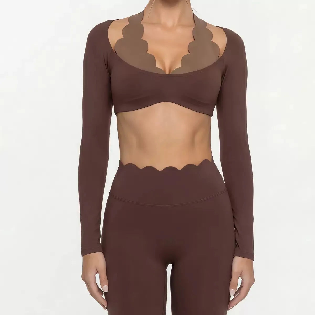 Yoga Sports Long Sleeves Fashion Lace High Elastic Fitness Wear Tight Fitting Pilates Sportswear Top Slim Fit Gym Clothes Woman