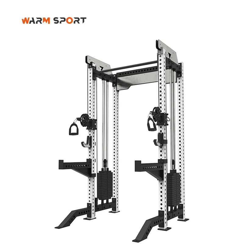Home Gym Smith Machine With Weight Stacks 6-in-1 Power Rack, Crossover, Pull-Up & Dip Station, Full Body Strength Training
