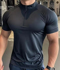 Men's sports T-shirt Quick Dry Elastic Training Running t Shirt Men Fitness short sleeve Shirt Zippered round neck Tights Tops
