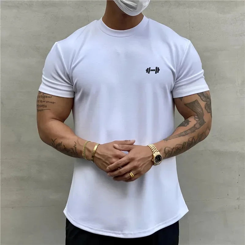NEW Summer Gym T shirt Men Slim Fit sports Fitness tops Cotton short sleeve Training Tees fashion Casual t shirt men Clothing