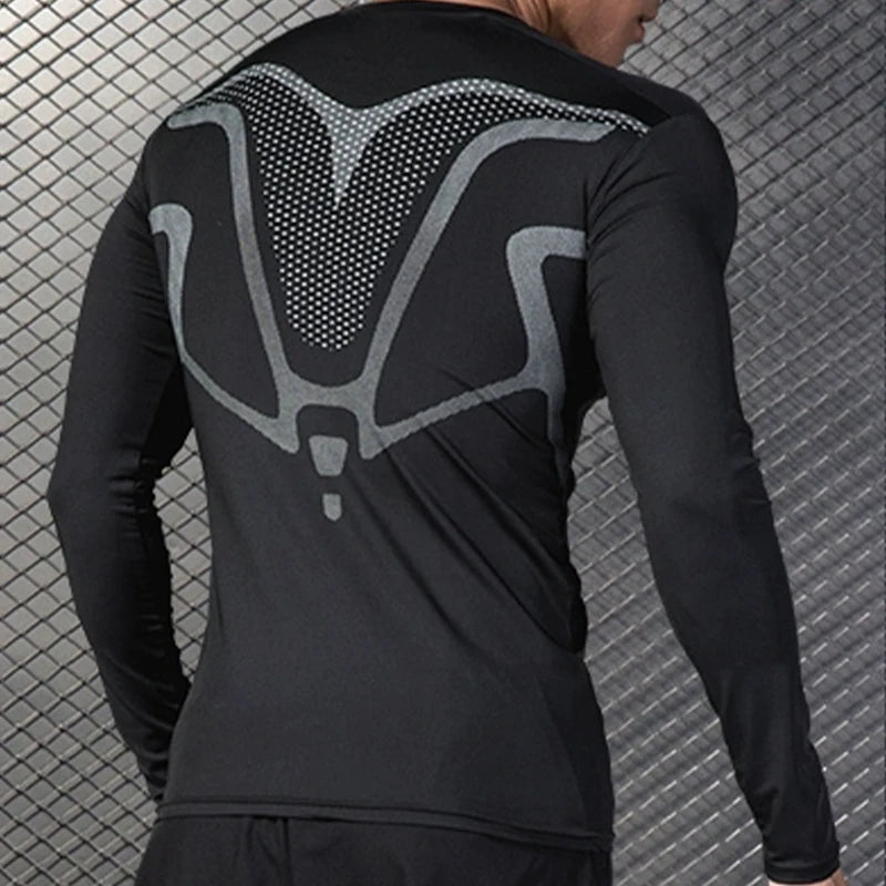 Men's long sleeved sports T-shirt, tight fitting, sweat absorbing, breathable, high elasticity basketball fitness suit