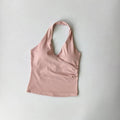 Sexy V-neck Cross Halter Neck Yoga Vest Sleeveless Sports Bra with Chest Pad Naked Sense Fitness Top Beauty Back Design Out Wear
