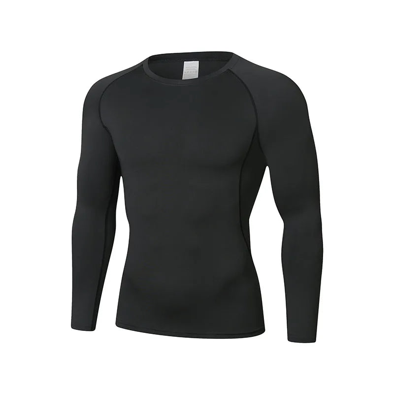 Men's long sleeved sports T-shirt, tight fitting, sweat absorbing, breathable, high elasticity basketball fitness suit