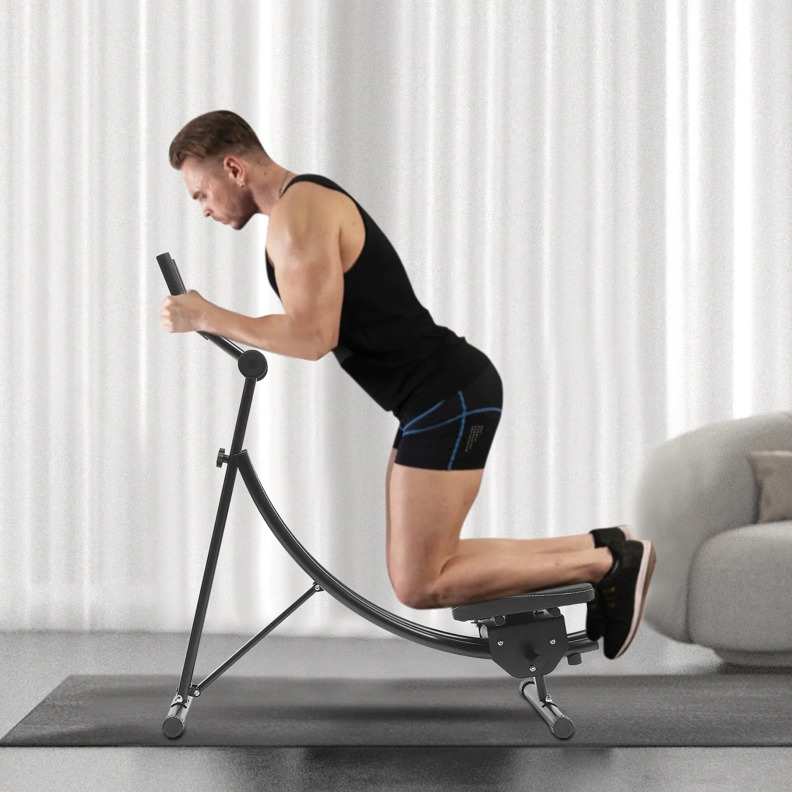 3-Level Adjustable Foldable Ab Trainer – Compact Abdominal Crunch Machine for Core Strength & Waist Toning, Space-Saving Portable Home Gym Workout Equipment
