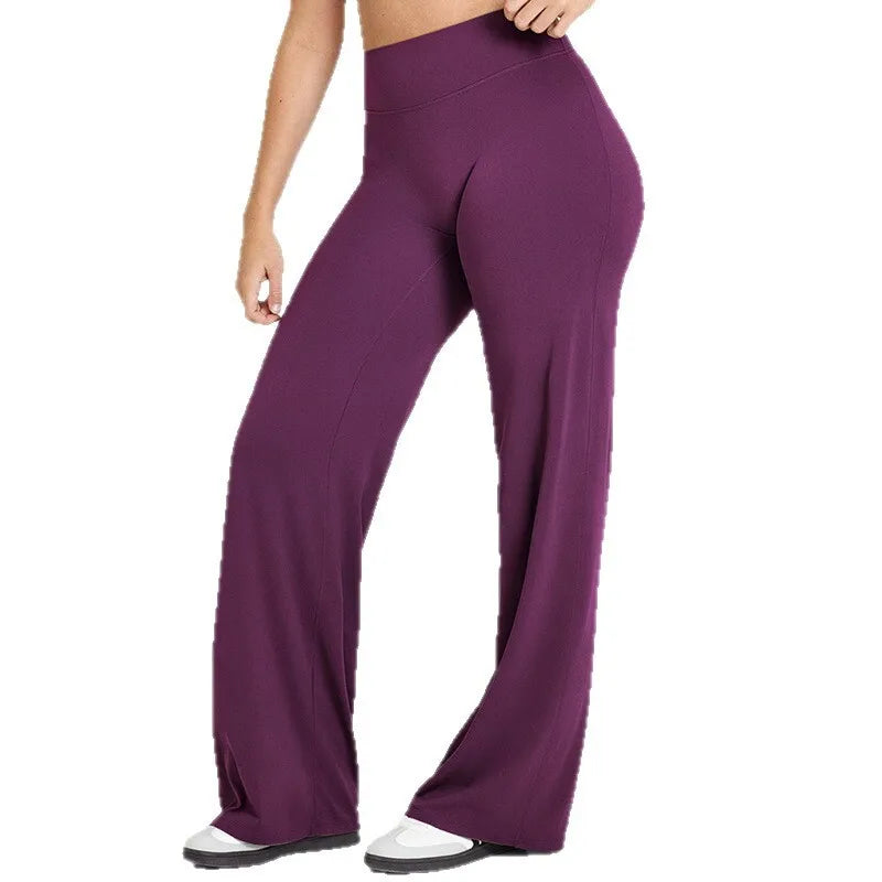 NCLAGEN Sport Trousers SoftMotion Straight-Leg Pants Women's High Waist Yoga Bottoms GYM Naked Feel Pilates Running