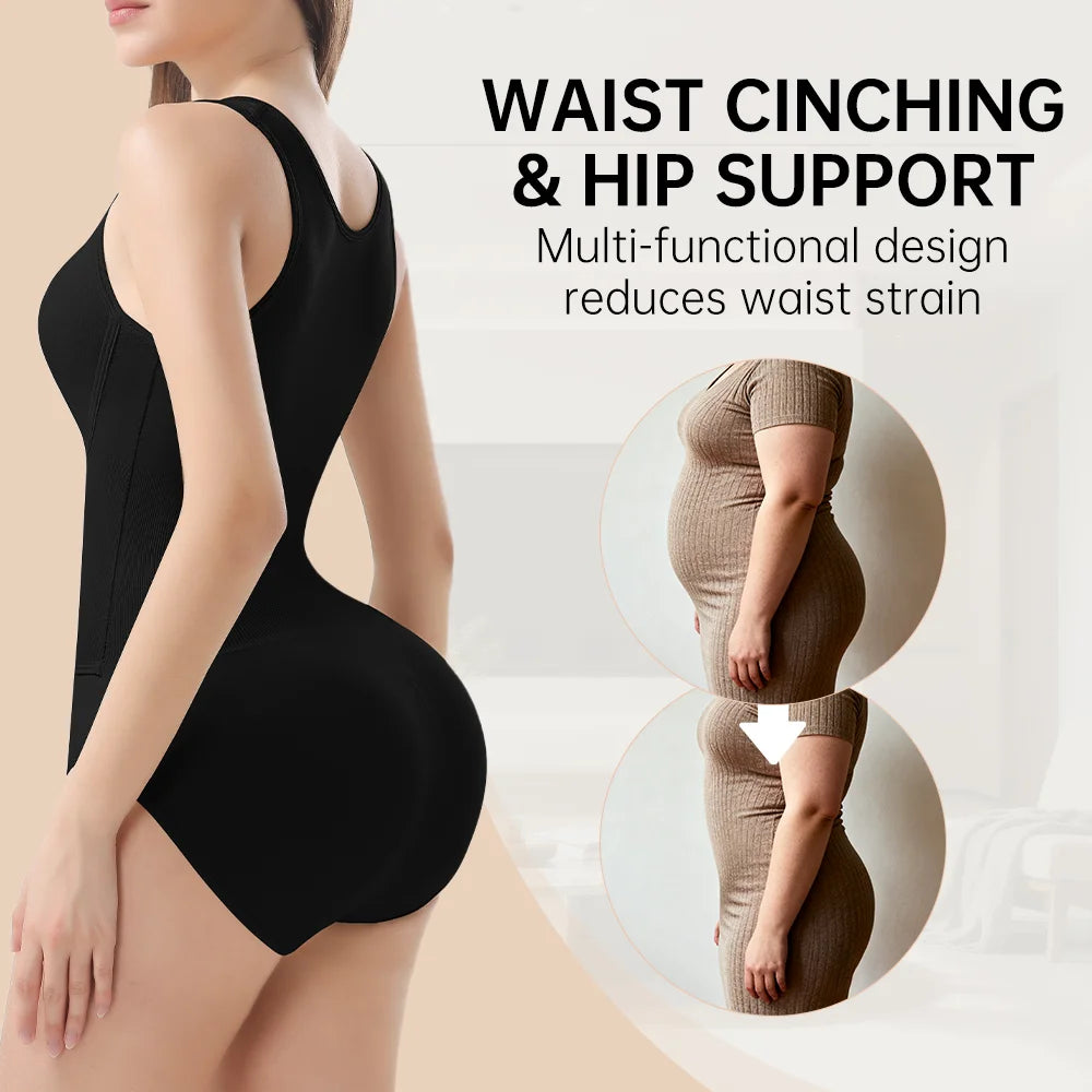 Woman Slim Bodysuit Shapewear with Zipper Belt Women Tummy Control Fajas Body Shaper Waist Trainer Slimming Cincher Corset Tops