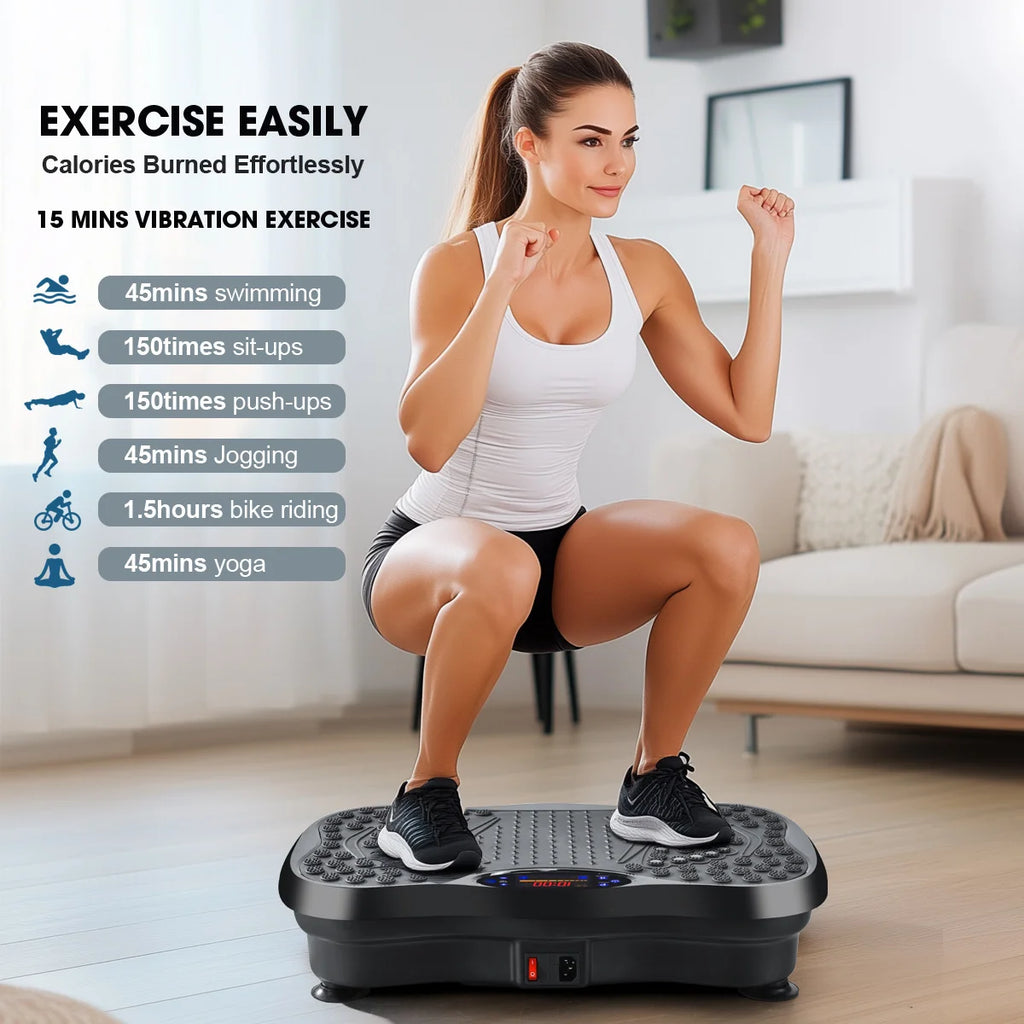 Vibration Plate Exercise Machine Full Body Workout Vibration Platform with Loop Band Lymphatic Drainage Machine for Body Shaping